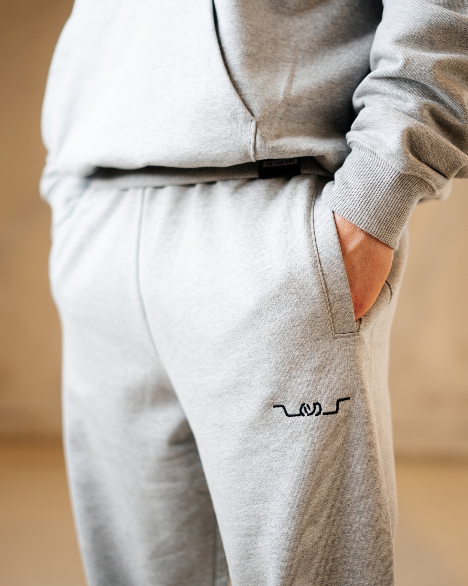 Sorry In Advance heather grey jogging pants with elegant premium quality embroidery on the front pocket. Limited edition apparel created from original artwork by Good Guy Boris. The Grifters Concept Store. ¯\_(ツ)_/¯ 