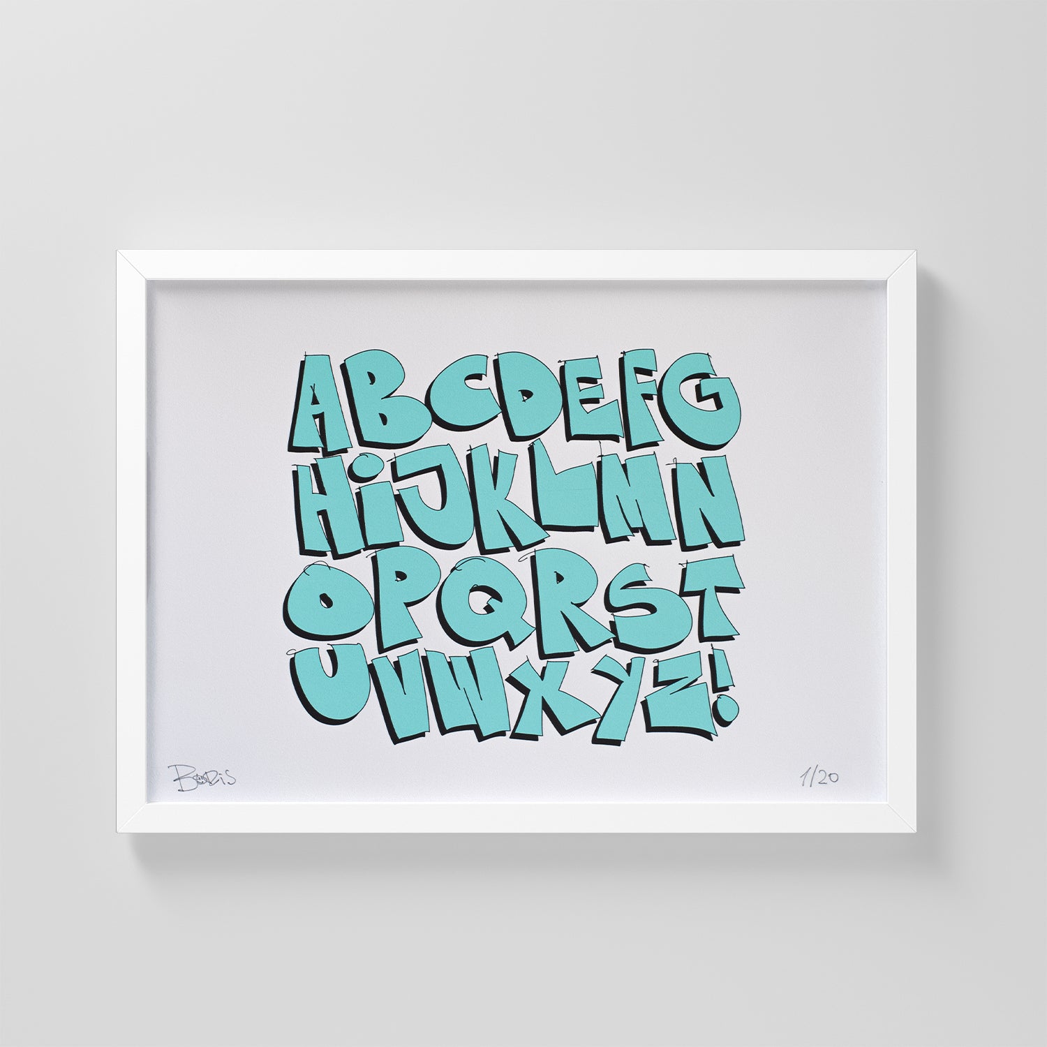 GOOD GUY BORIS GRAFFICH ALPHABET ONE LIMITED EDITION SCREEN PRINT SIGNED AND NUMBERED