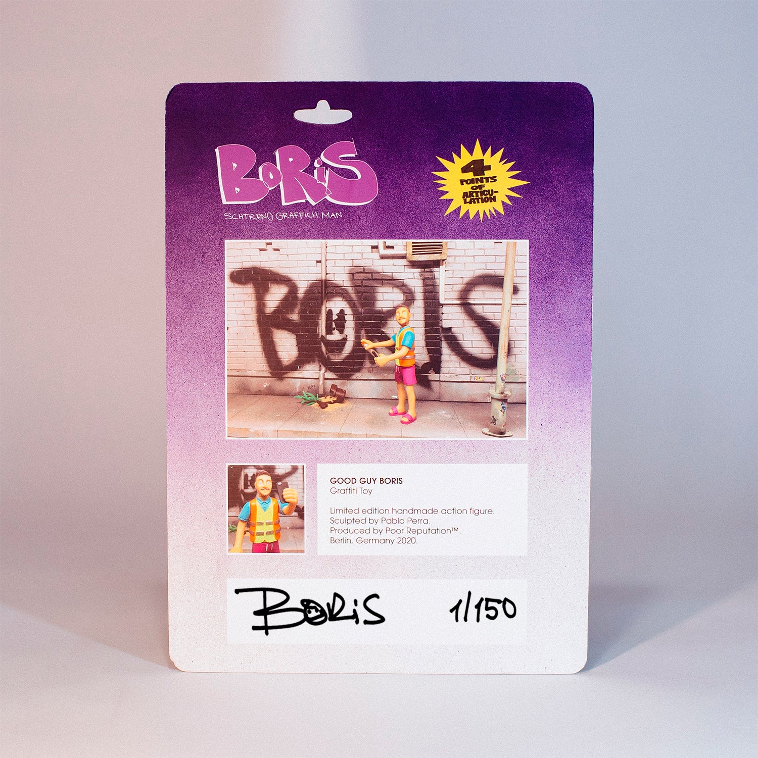 Signed Numbered Back Card Good Guy Boris Action Figure Collector Limited Edition Handmade Resin Sclupture Collectable Graffiti Pablo Perra The Grifters Graffiti Toy