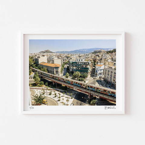 REMOTE SENSING - ALPHA - FINE ART PRINT BY GOOD GUY BORS - ATHENS METRO LINE ONE - AERIAL PHOTOGRAPHY - SIGNED AND NUMBERED
